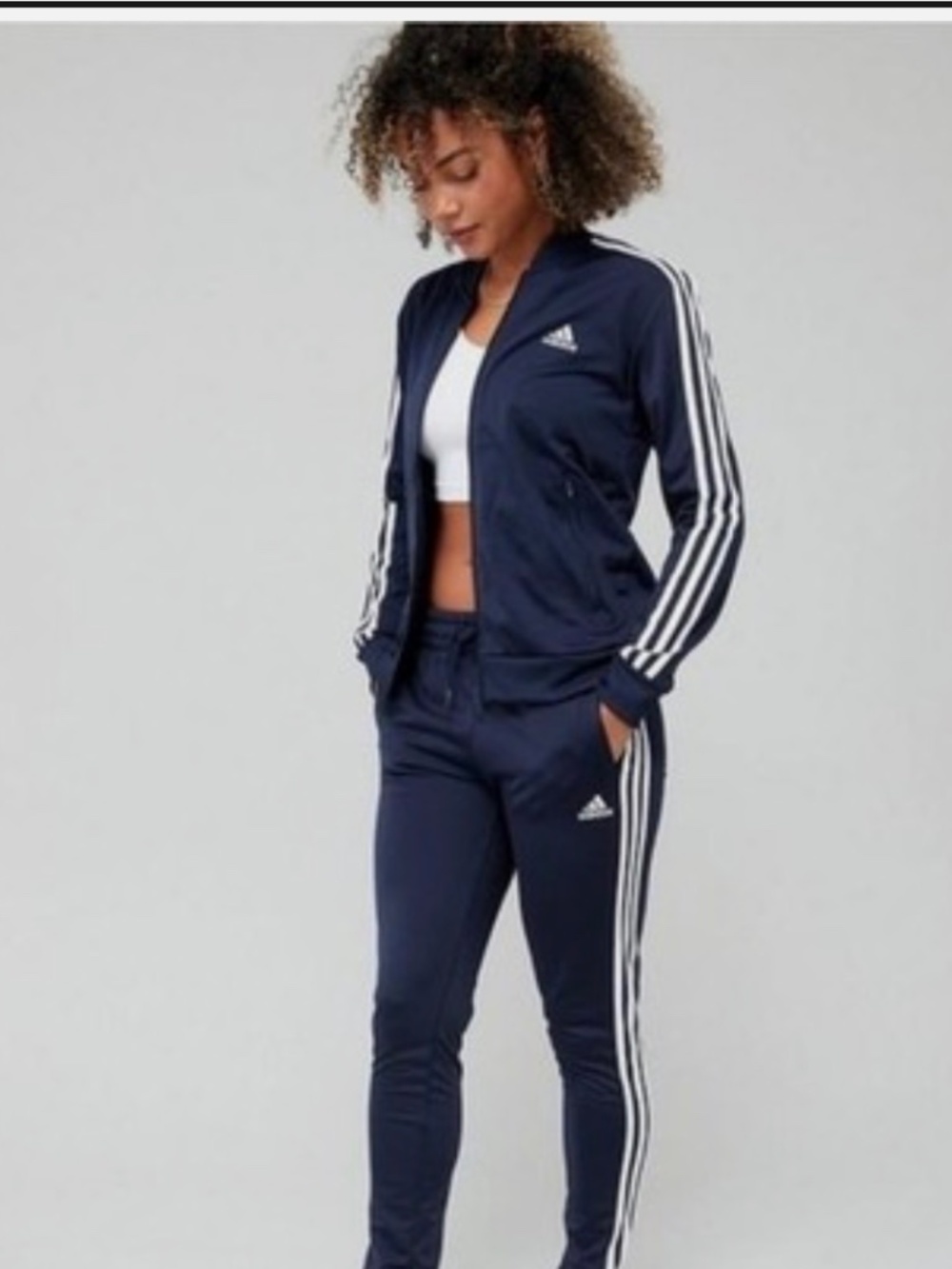 Adidas Navy Blue 3-Stripe Tiro Track Pants Size S
